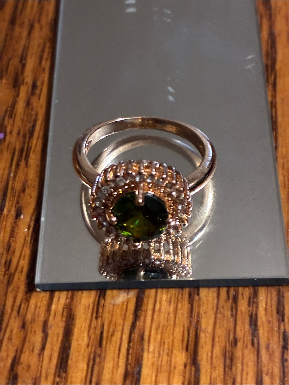 Green Stone Halo Cocktail Ring - Women Jewelry